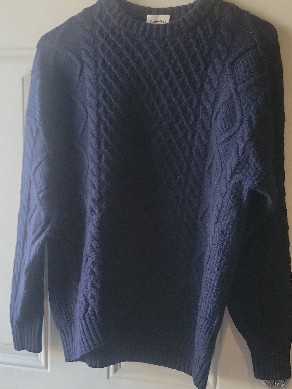 ARITZIA Sunday Best Navy Cable Crewneck Sweater